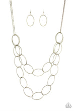 Load image into Gallery viewer, Paparazzi Move On OVAL! - Brass - Bold Industrial - Necklace &amp; Earrings - $5 Jewelry with Ashley Swint