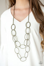 Load image into Gallery viewer, Paparazzi Move On OVAL! - Brass - Bold Industrial - Necklace &amp; Earrings - $5 Jewelry with Ashley Swint