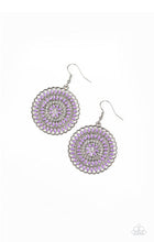 Load image into Gallery viewer, Paparazzi PINWHEEL and Deal - Purple - White Rhinestones - Silver Earrings - $5 Jewelry With Ashley Swint