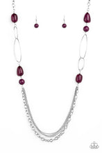 Load image into Gallery viewer, Paparazzi Pleasant Promenade - Purple - Bold Silver Hoops - Necklace &amp; Earrings - $5 Jewelry with Ashley Swint