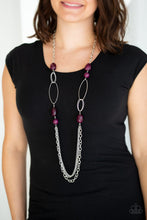 Load image into Gallery viewer, Paparazzi Pleasant Promenade - Purple - Bold Silver Hoops - Necklace &amp; Earrings - $5 Jewelry with Ashley Swint