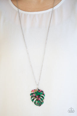Paparazzi Prismatic Palms - Green - Acrylic Leaf Pendant - Necklace & Earrings - $5 Jewelry with Ashley Swint