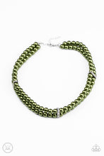 Load image into Gallery viewer, Paparazzi Put On Your Party Dress - Green Military Olive Pearls - White Rhinestones - Choker Necklace &amp; Earrings - $5 Jewelry with Ashley Swint