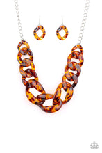 Load image into Gallery viewer, Paparazzi Red-HAUTE Mama - Brown - Tortoise Shell Finish Acrylic - Silver Chain Necklace &amp; Earrings - $5 Jewelry with Ashley Swint