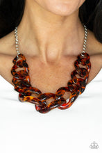 Load image into Gallery viewer, Paparazzi Red-HAUTE Mama - Brown - Tortoise Shell Finish Acrylic - Silver Chain Necklace &amp; Earrings - $5 Jewelry with Ashley Swint