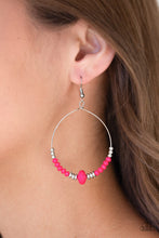 Load image into Gallery viewer, Paparazzi Retro Rural - Pink and Silver Beads - Hoop Earrings - $5 Jewelry With Ashley Swint