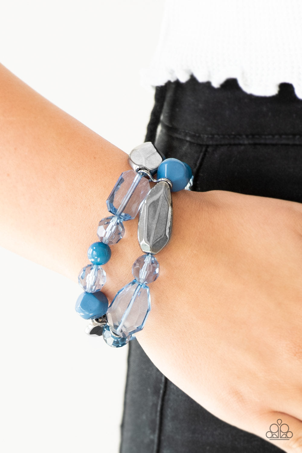Paparazzi Rockin Rock Candy - Blue - Stretchy Band Bracelet - $5 Jewelry with Ashley Swint