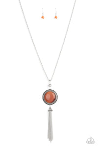 Paparazzi Serene Serendipity - Orange - Cat's Eye Moonstone - White Rhinestones - Necklace & Earrings - $5 Jewelry with Ashley Swint