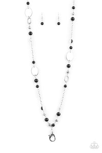 Paparazzi Serenely Springtime - Black - Lanyard - Necklace & Earrings - $5 Jewelry with Ashley Swint