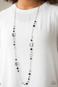 Paparazzi Serenely Springtime - Black - Silver Necklace & Earrings - $5 Jewelry with Ashley Swint