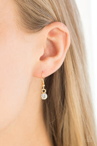 Paparazzi Special Treatment - Gold - White Rhinestones - Necklace & Earrings - $5 Jewelry with Ashley Swint