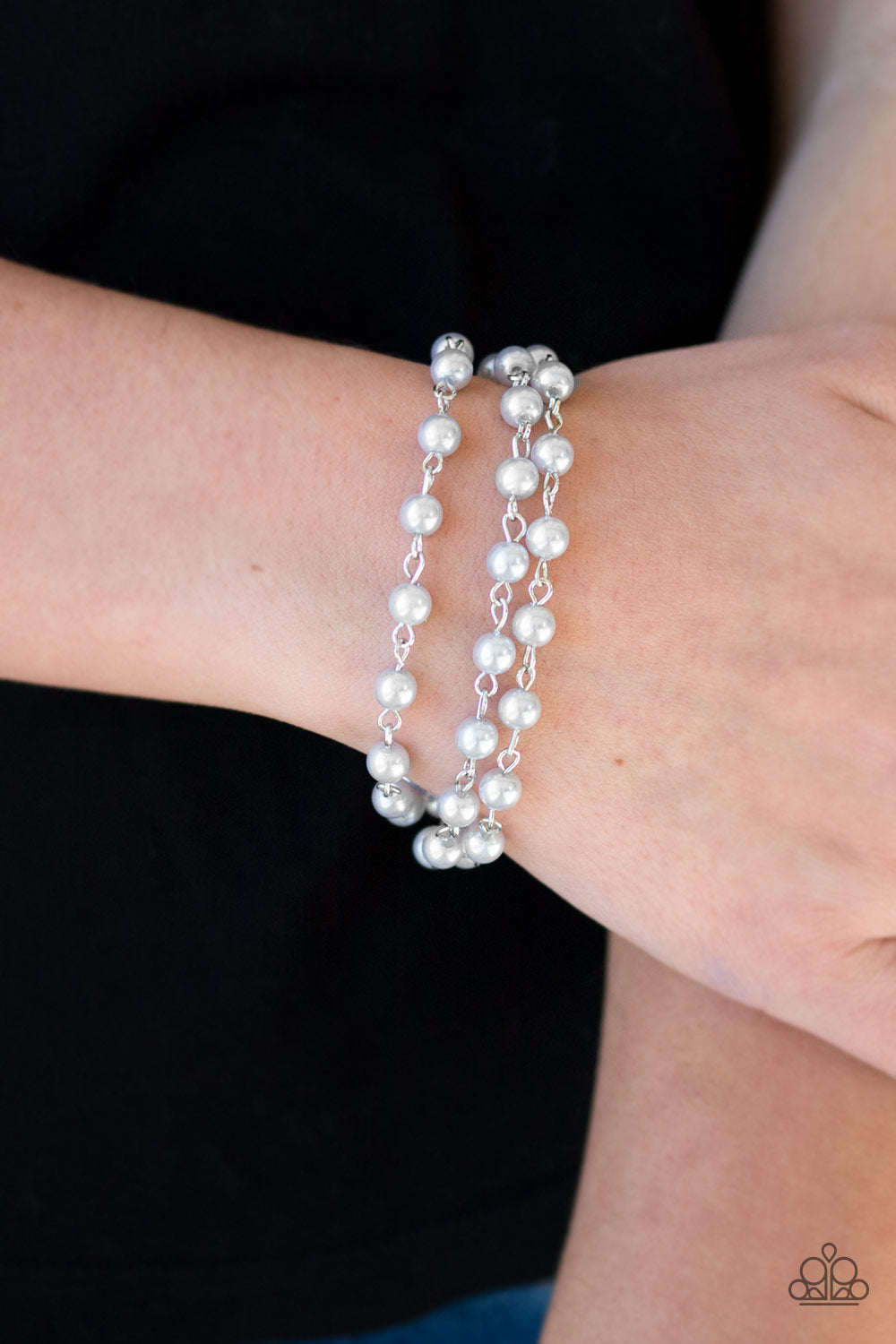 Paparazzi Stage Name - Silver Pearls - Bracelet - $5 Jewelry With Ashley Swint