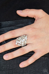 Paparazzi Star-tacular, Star-tacular - White Rhinestones - Silver Ring - $5 Jewelry With Ashley Swint