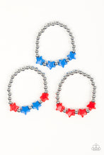 Load image into Gallery viewer, Starlet Shimmer Girls Bracelets - 10 - Silver Beads w/Red, White and Blue Stars - $5 Jewelry With Ashley Swint