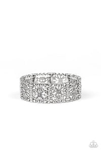 Paparazzi Summer Scandal - Silver - Antiqued Shimmer - Silver Filigree - Stretchy Band Bracelet - $5 Jewelry with Ashley Swint