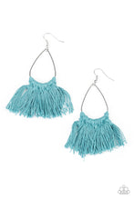 Load image into Gallery viewer, Paparazzi Tassel Treat - Blue - Thread, Tassel, Fringe - Silver Teardrop - Earrings - $5 Jewelry with Ashley Swint