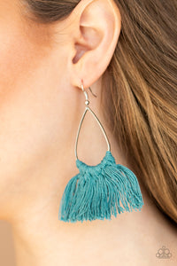 Paparazzi Tassel Treat - Blue - Thread, Tassel, Fringe - Silver Teardrop - Earrings - $5 Jewelry with Ashley Swint