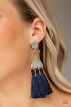 Load image into Gallery viewer, Paparazzi Tassel Trippin - Blue Thread Tassels - Silver Post Earrings - $5 Jewelry With Ashley Swint