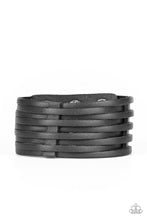 Load image into Gallery viewer, Paparazzi The Starting Lineup - Black Leather Urban Bracelet - 2019 Convention Exclusive - $5 Jewelry With Ashley Swint