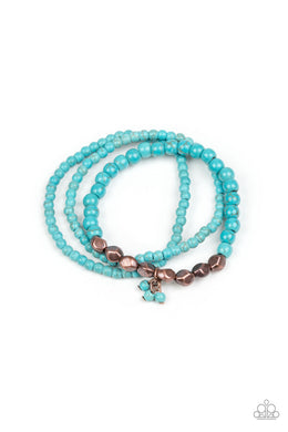 Paparazzi Tour de Tranquility - Copper - Turquoise Stone Beads - Set of 3 Bracelets - $5 Jewelry With Ashley Swint