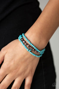 Paparazzi Tour de Tranquility - Copper - Turquoise Stone Beads - Set of 3 Bracelets - $5 Jewelry With Ashley Swint