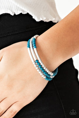 Paparazzi Tourist Trap - Blue - Wire Wrap Infinity Coil - Bracelet - $5 Jewelry with Ashley Swint