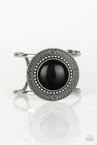 Paparazzi Tribal Pop - Black Bead - Silver Cuff Bracelet - $5 Jewelry With Ashley Swint