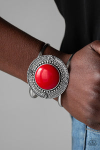 Paparazzi Tribal Pop - Red Bead - Cuff Bracelet - $5 Jewelry With Ashley Swint