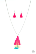 Load image into Gallery viewer, Paparazzi Triple The Tassel - Multi - Pink, Yellow and Blue Thread - Fringe Tassel Necklace and matching Earrings - $5 Jewelry With Ashley Swint