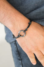 Load image into Gallery viewer, Paparazzi Urban Outsider - Black Gunmetal Hoop - Sliding Knot Bracelet - $5 Jewelry With Ashley Swint
