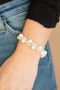 Paparazzi Utmost Uptown - White - Pearls - Rhinestones Encrusted Rings - Bracelet - $5 Jewelry with Ashley Swint