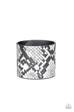 Load image into Gallery viewer, Paparazzi Whats HISS Is Mine - Silver Python Print - Thick Black Leather - Bracelet - $5 Jewelry with Ashley Swint