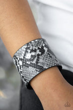 Load image into Gallery viewer, Paparazzi Whats HISS Is Mine - Silver Python Print - Thick Black Leather - Bracelet - $5 Jewelry with Ashley Swint