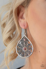 Load image into Gallery viewer, Paparazzi Whimsy Dreams - Pink - Rhinestones - Antiqued Silver Filigree - Earrings - $5 Jewelry with Ashley Swint