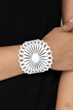 Load image into Gallery viewer, Paparazzi Wildflower Garden - White - Thick Leather Booming Wildflower - Snap Bracelet - $5 Jewelry With Ashley Swint