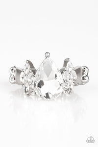 Paparazzi Yass Queen - White - Teardrop Gem - Ring - ENCORE EXCLUSIVE 2020! - $5 Jewelry with Ashley Swint