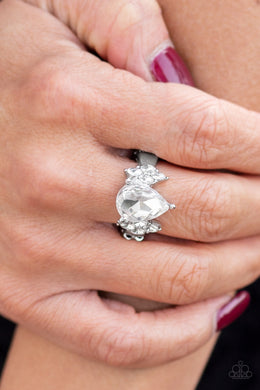 Paparazzi Yass Queen - White - Teardrop Gem - Ring - ENCORE EXCLUSIVE 2020! - $5 Jewelry with Ashley Swint