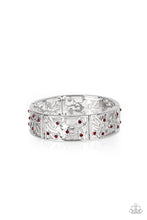 Load image into Gallery viewer, Paparazzi Yours and VINE - RED - Shimmery Silver Stretchy Band Frames - Bracelet - $5 Jewelry with Ashley Swint