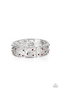 Paparazzi Yours and VINE - RED - Shimmery Silver Stretchy Band Frames - Bracelet - $5 Jewelry with Ashley Swint