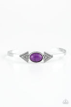 Load image into Gallery viewer, Paparazzi Apache Trail - Purple Stone - Silver cuff Bracelet - $5 Jewelry With Ashley Swint