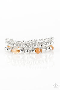 Paparazzi Babe-alicious - Brown Beads - Silver set of 4 Bracelets - $5 Jewelry With Ashley Swint