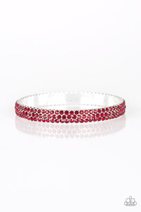 Paparazzi Ballroom Bling - Red Rhinestone - Thick Silver Bangle Bracelet - $5 Jewelry With Ashley Swint