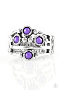 Paparazzi Beach House Party - Purple Beads - Silver Ring - $5 Jewelry With Ashley Swint