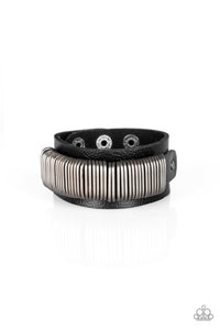 Paparazzi Boondock Bandit - Black Leather Bracelet - $5 Jewelry With Ashley Swint