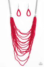 Load image into Gallery viewer, Paparazzi Bora Bombora - Red Seed Bead Necklace and matching Earrings - $5 Jewelry With Ashley Swint