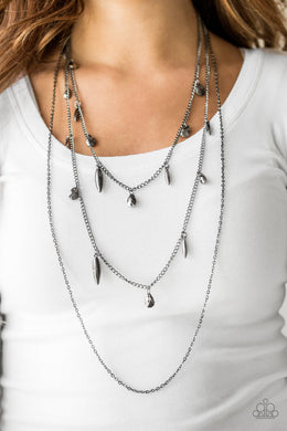 Paparazzi Bravo Bravado - Black - Necklace and matching Earrings - $5 Jewelry With Ashley Swint