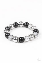 Load image into Gallery viewer, Paparazzi Camera Chic - Black - Silver, Smoky Crystal Beads - White Rhinestones - Stretchy Band Bracelet - $5 Jewelry With Ashley Swint