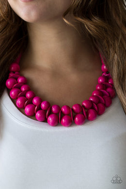 Paparazzi Caribbean Cover Girl - Pink - Wooden Necklace & Earrings - $5 Jewelry With Ashley Swint