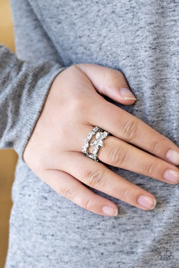 Paparazzi Cosmo Collection - White Rhinestones - Ring - Life of the Party Exclusive March 2019 - $5 Jewelry With Ashley Swint