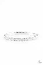 Load image into Gallery viewer, Paparazzi Decked Out In Diamonds - White Rhinestones - Thick Silver Bangle Bracelet - $5 Jewelry With Ashley Swint